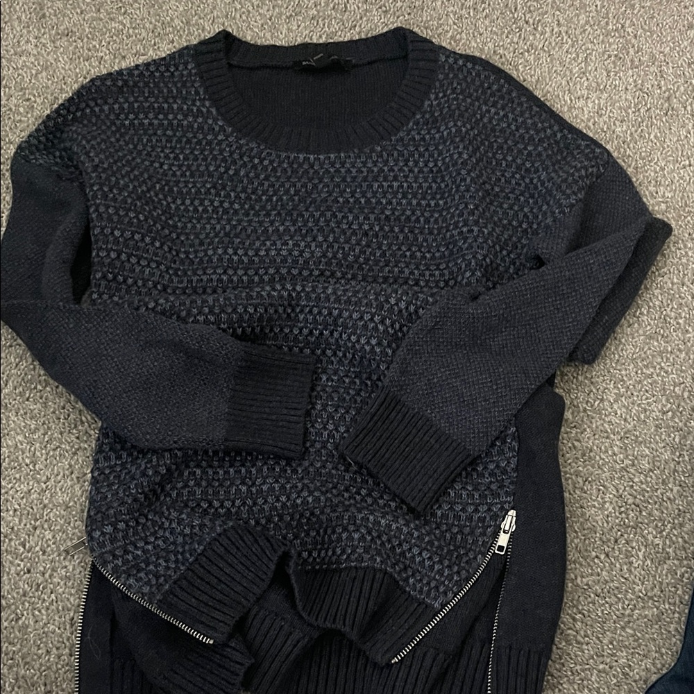 J. Crew Navy Textured Crew Neck Sweater